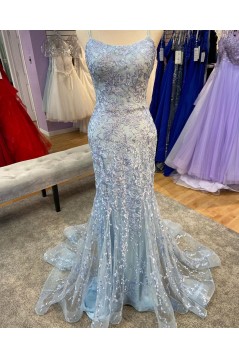 Long Yellow Mermaid Lace Prom Dresses Formal Evening Gowns 901764