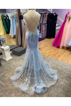 Long Yellow Mermaid Lace Prom Dresses Formal Evening Gowns 901764