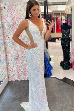Elegant Mermaid Long Sparkle Sequins Prom Dresses Formal Evening Gowns 901773