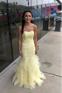 Long Red Mermaid Lace and Tulle Prom Dresses Formal Evening Gowns 901784