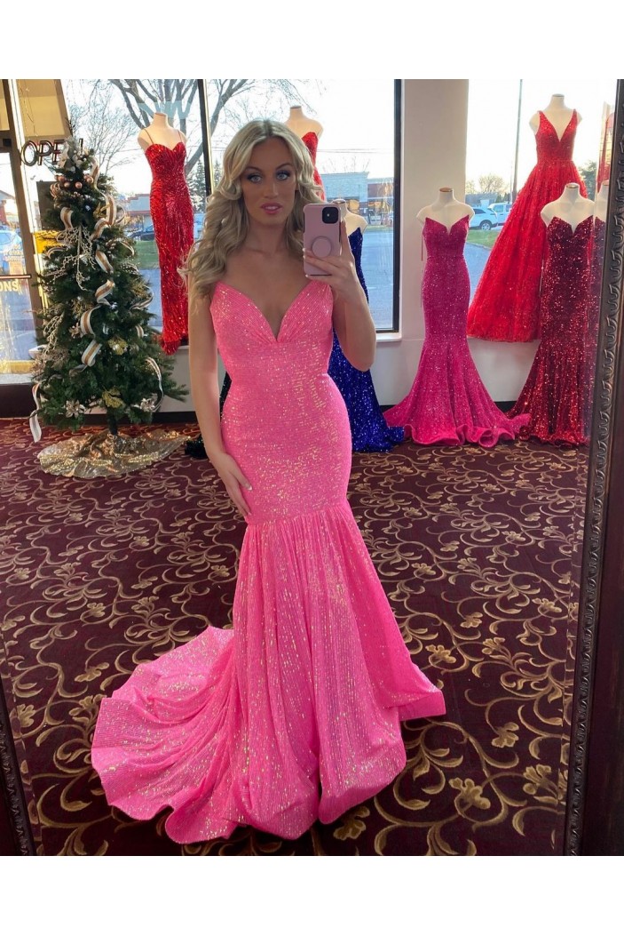 Long Mermaid Sparkle Sequins Prom Dresses Formal Evening Gowns 901796