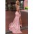 Long Pink Mermaid Long Sleeves Lace Prom Dresses Formal Evening Gowns 901815