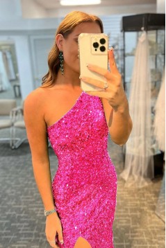 Long Fuchsia Sequins Prom Dresses Formal Evening Gowns 901816