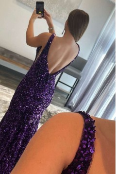 Elegant Long Mermaid Sequins Prom Dresses Formal Evening Gowns 901831