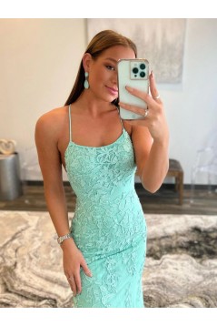 Elegant Long Spaghetti Straps Lace Prom Dresses Formal Evening Gowns 901839