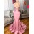 Long Pink Mermaid V Neck Prom Dresses Formal Evening Gowns 901852