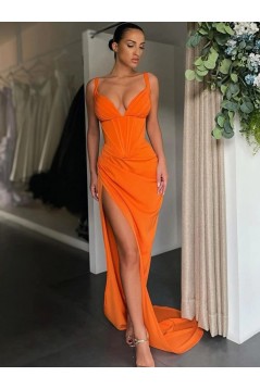 Sheath/Column V Neck Long Prom Dresses Formal Evening Gowns 901868