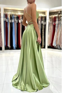 A-Line Long Green Prom Dresses Formal Evening Dresses 901898