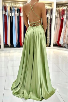 A-Line Long Green Prom Dresses Formal Evening Dresses 901898