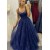 A-Line Sparkle Sweetheart Tulle Backless Long Prom Dresses Formal Evening Dresses 901899