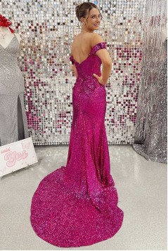 Long Mermaid Off the Shoulder Sequins Prom Dresses Formal Evening Dresses 901912
