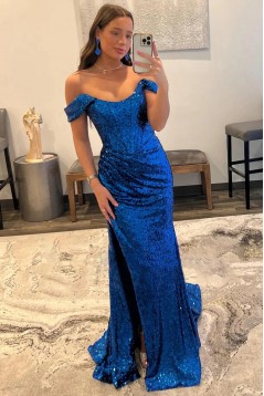 Long Mermaid Off the Shoulder Sequins Prom Dresses Formal Evening Dresses 901912