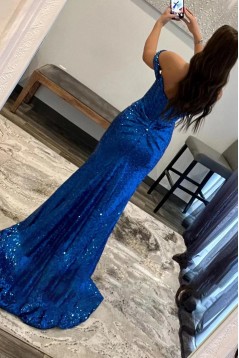 Long Mermaid Off the Shoulder Sequins Prom Dresses Formal Evening Dresses 901912