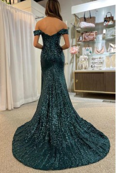 Long Mermaid Off the Shoulder Sequins Prom Dresses Formal Evening Dresses 901912