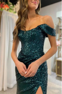 Long Mermaid Off the Shoulder Sequins Prom Dresses Formal Evening Dresses 901912
