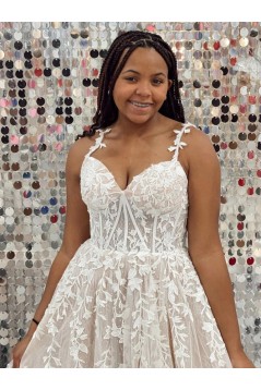 A-Line Lace and Tulle Long Prom Dresses Formal Evening Dresses 901930