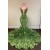 Mermaid Long Green Deep V Neck Lace Prom Dresses Formal Evening Dresses 901934