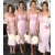 Pink Tea Length One Shoulder Bridesmaid Dresses 902010
