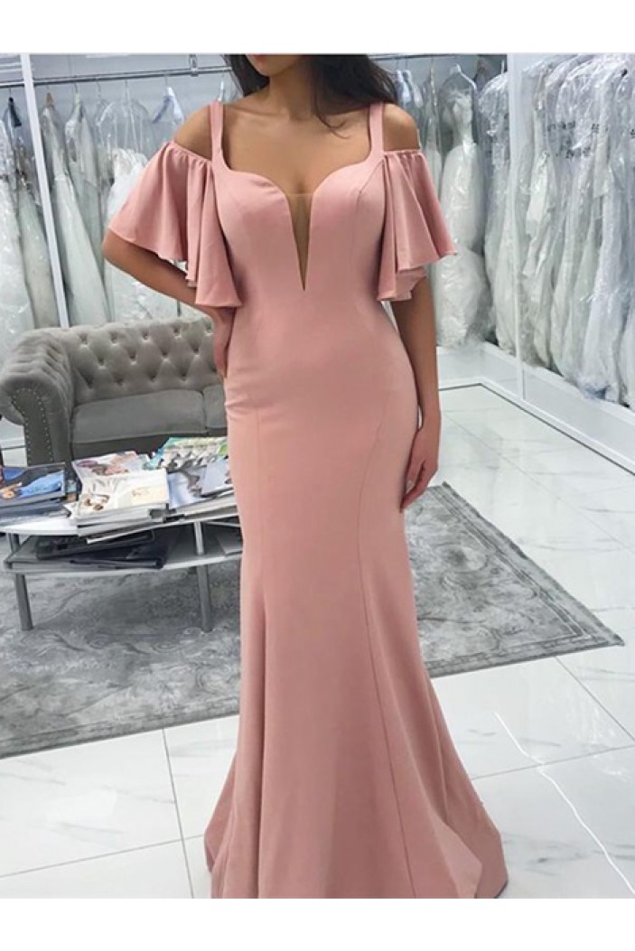 Mermaid Long Pink Floor Length Bridesmaid Dresses 902021