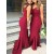 Long Burgundy Mermaid Floor Length Bridesmaid Dresses 902025