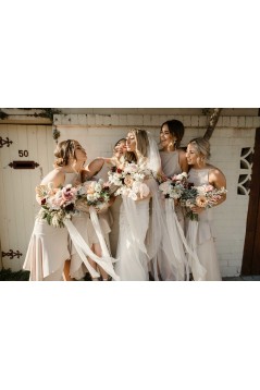 Simple Asymmetrical Bridesmaid Dresses 902035