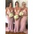 Long Pink V Neck Floor Length Bridesmaid Dresses 902051