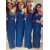 Sheath/Column Long Royal Blue One Shoulder Bridesmaid Dresses 902056