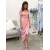 Sheath/Column Pink Tea Length Bridesmaid Dresses 902061