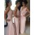 Long Pink V Neck Chiffon Bridesmaid Dresses 902077