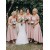 High Low Pink Off the Shoulder Bridesmaid Dresses 902111