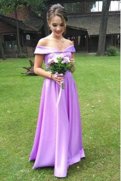 A-Line Off the Shoulder Long Royal Blue Bridesmaid Dresses 902135