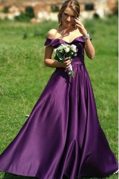 A-Line Off the Shoulder Long Royal Blue Bridesmaid Dresses 902135