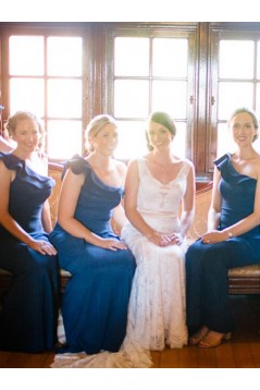 Long Royal Blue One Shoulder Bridesmaid Dresses 902147
