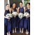 A-Line Asymmetrical Navy Blue Bridesmaid Dresses 902148