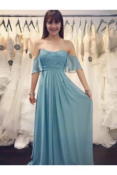 A-Line Strapless Long Chiffon Floor Length Bridesmaid Dresses 902155