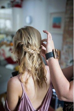 A-Line Short V Neck Modest Bridesmaid Dresses 902158