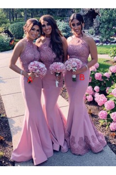 Long Modest Mermaid Lace Bridesmaid Dresses with Beads 902168