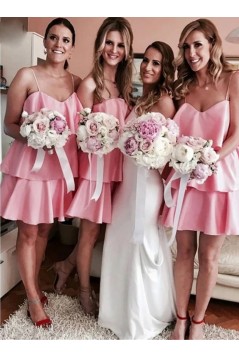 Short Pink Spaghetti Straps Bridesmaid Dresses 902170