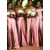 Long Pink Off the Shoulder Floor Length Bridesmaid Dresses with Slit 902178
