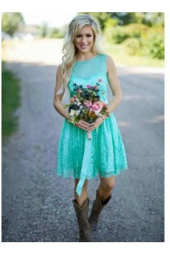 Short Knee Length Lace Bridesmaid Dresses 902189