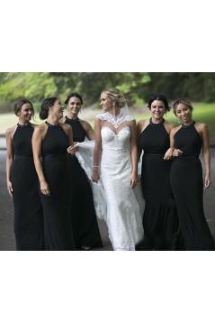Long Black Mermaid Floor Length Bridesmaid Dresses 902200