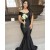 Long Black Mermaid Off the Shoulder Floor Length Bridesmaid Dresses 902201