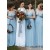 Modest Long Blue Tulle and Lace Bridesmaid Dresses with Sleeves 902202