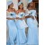 Long Blue Strapless Mermaid Bridesmaid Dresses 902208