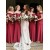Long Burgundy Spaghetti Straps Bridesmaid Dresses 902228