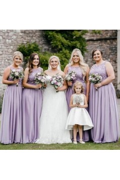 A-Line Chiffon and Lace Long Bridesmaid Dresses 902244