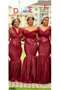 Mermaid Burgundy Long Bridesmaid Dresses 902245