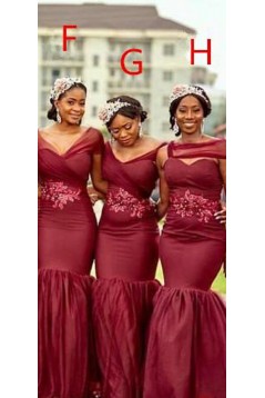 Mermaid Burgundy Long Bridesmaid Dresses 902245
