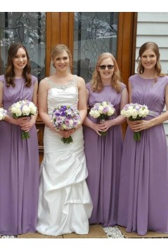 Long Purple Chiffon Beaded Floor Length Bridesmaid Dresses 902263