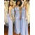 Long Blue Chiffon Floor Length Bridesmaid Dresses 902268